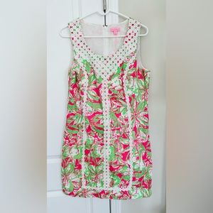 Lilly Pulitzer Minidress- Macfarlane Shift - Hotty Forgot My Trunks Pink Green